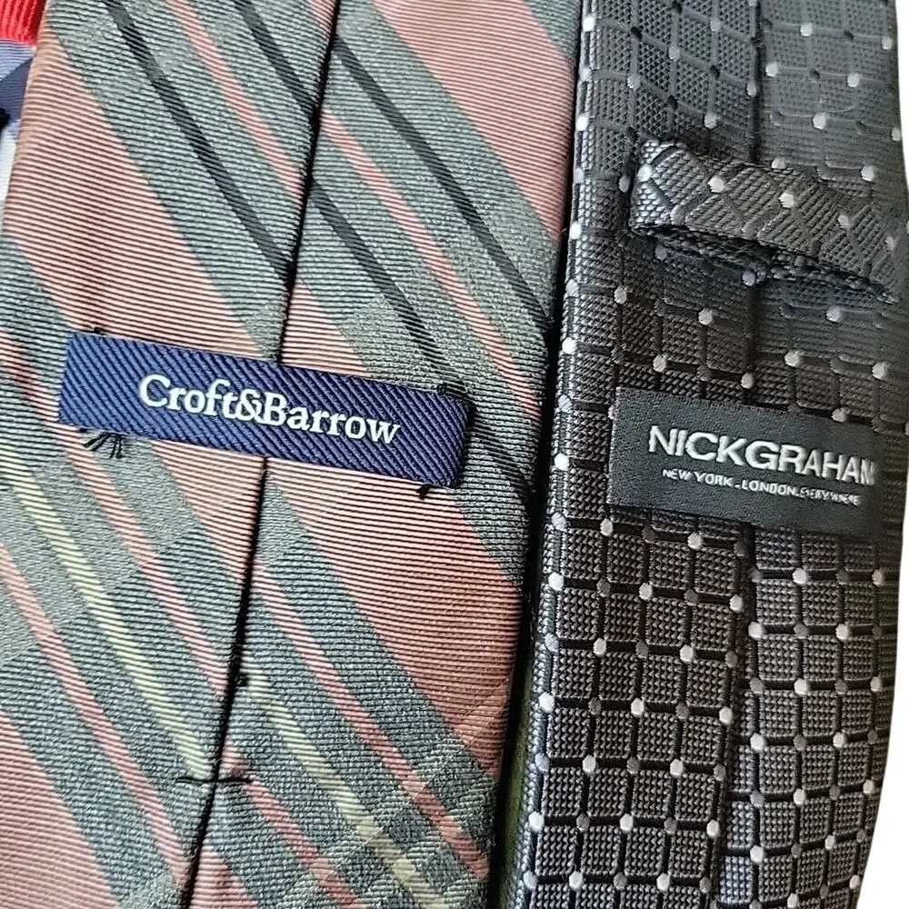 Plaid Neck ties Lot Of 4 Designer Nick Graham Michael Kors Chaps Croft & Barrow